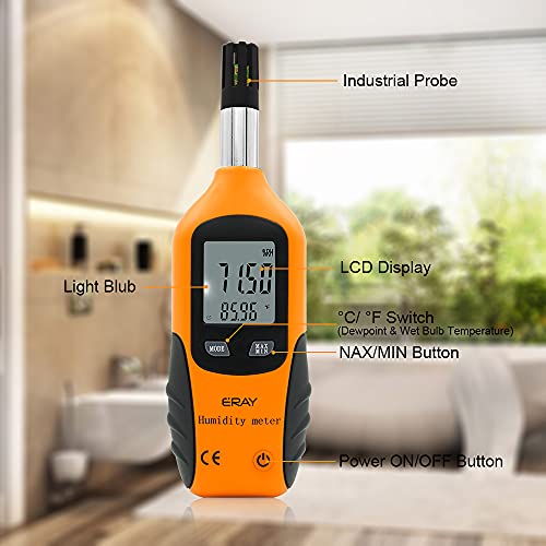 Sunray Psychrometer Thermo-Hygrometer Digital Temperatur und Luftfeuchtigkeit Meter Thermometer Hygrometer mit Taupunkt und Feuchtkugel - 6