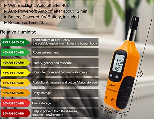 Sunray Psychrometer Thermo-Hygrometer Digital Temperatur und Luftfeuchtigkeit Meter Thermometer Hygrometer mit Taupunkt und Feuchtkugel - 4