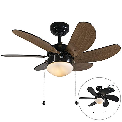 QAZQA Modern Deckenventilator mit Beleuchtung Fresh 30 schwarz Glas - 2