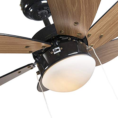 QAZQA Modern Deckenventilator mit Beleuchtung Fresh 30 schwarz Glas - 7