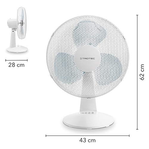 TROTEC Tischventilator TVE 15 | Automatische 100°-Oszillation mit Abschaltfunktion weiß - 3