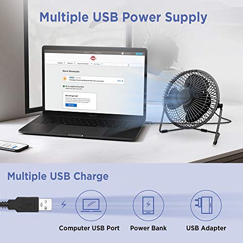 EasyAcc 6 Zoll USB Ventilator Mini Lüfter für den Schreibtisch mit An/Aus-Schalter schwarz - 5