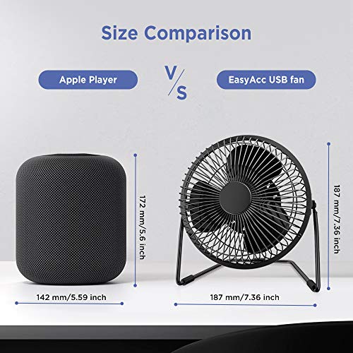 EasyAcc 6 Zoll USB Ventilator Mini Lüfter für den Schreibtisch mit An/Aus-Schalter schwarz - 6