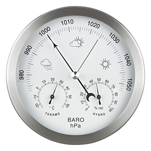 Innen Außen- Wetterstation analog Hygrometer Barometer Thermometer Edelstahl 