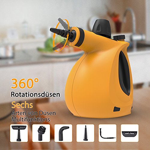 Dampfreiniger, Ymiko Handdampfreiniger inkl. 9-teiligem Zubehör, Handdampfreiniger für Bad u. Badezimmer, Boden, Fenster,Teppiche - 2