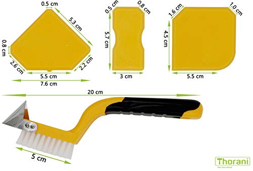 Thorani 5 in 1 Profi-Fugen-Set inkl. 3 Fugenglätter mit 11 Profilen, Fugenschaber mit Metallklinge und Fugenbürste - 2