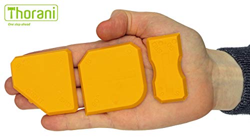 Thorani 5 in 1 Profi-Fugen-Set inkl. 3 Fugenglätter mit 11 Profilen, Fugenschaber mit Metallklinge und Fugenbürste - 3