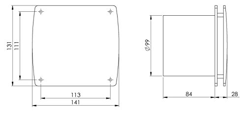 Bad-Lüfter mit Feuchtesensor und Timer , Ventilator, Leise 100 mm, INOX , T100HTI , Europlast - 2