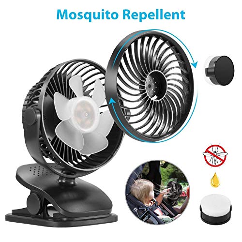 FITFIRST Tischventilator 5200mAh Batteriebetrieben Ultra Leise USB Ventilator 360 Grad Oszillierend Tragbarer Clip Fan 4 Geschwindigkeiten Wiederaufladbar Starker Wind Aroma Diffuser Funktion - 4