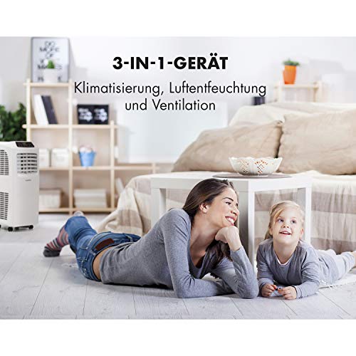 Klarstein Pure Blizzard 3 2G - Klimaanlage, 3-in-1: Kühlung, Ventilator, Luftentfeuchter, Timer, geräuscharm, 17-30°C, Energieeffizienzklasse A, 7.000 BTU/2,1 kW, bis 34 m³, Fernbedienung, weiß - 5