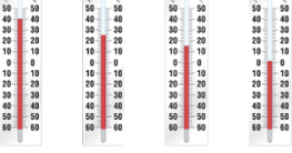 Thermometer mit verschiedenen Temperaturen
